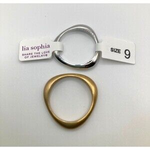 Lia Sophia Opposites Attract Silver & Gold Rings Set (Size 9)